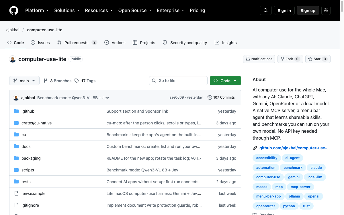 Computer Use Lite repository screenshot
